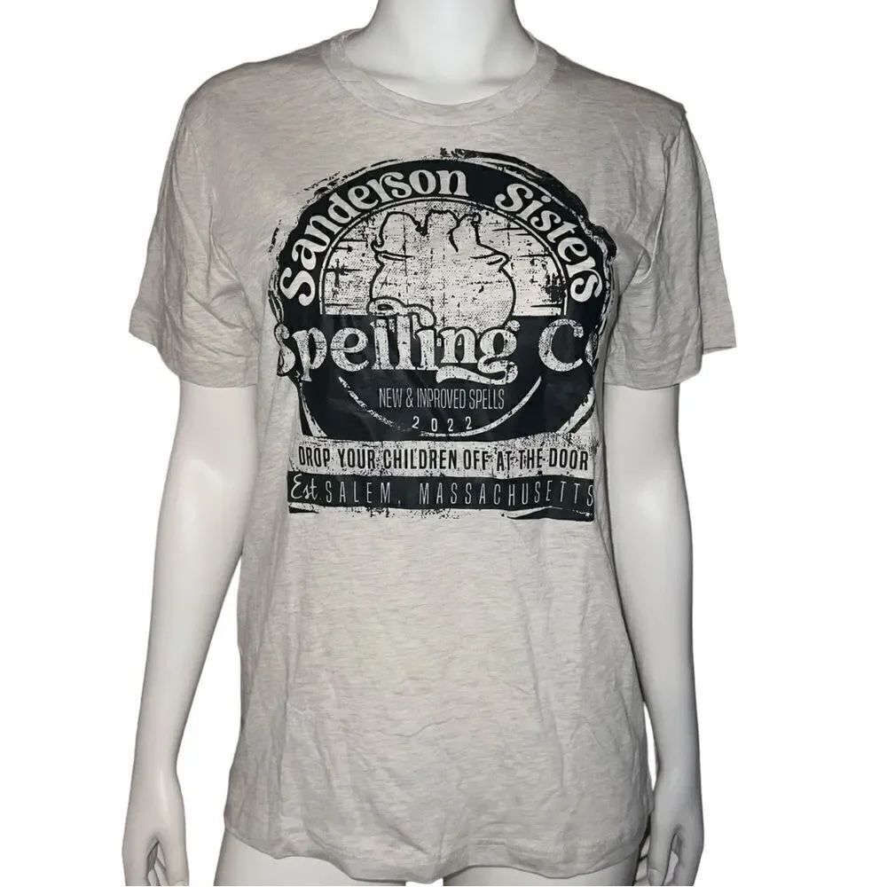 Bella + Canvas Womens Sanderson Sisters Spelling Co T-Shirt Gray Medium EUC